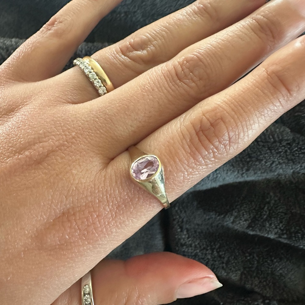 Solid gold bezel topaz ring